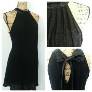 Black KNIT Dress | shimmery | tie back